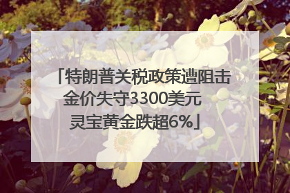 特朗普关税政策遭阻击金价失守3300美元 灵宝黄金跌超6%