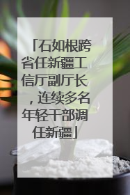 石如根跨省任新疆工信厅副厅长，连续多名年轻干部调任新疆
