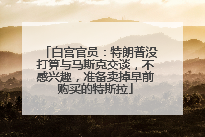 白宫官员：特朗普没打算与马斯克交谈，不感兴趣，准备卖掉早前购买的特斯拉