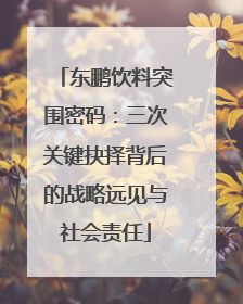 东鹏饮料突围密码：三次关键抉择背后的战略远见与社会责任
