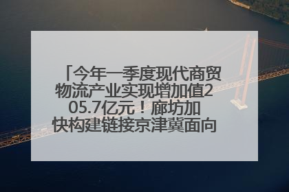 今年一季度现代商贸物流产业实现增加值205.7亿元！廊坊加快构建链接京津冀面向全世界的物流通道
