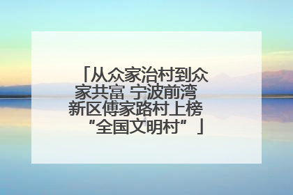 从众家治村到众家共富 宁波前湾新区傅家路村上榜“全国文明村”