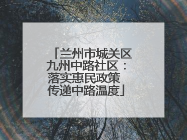 兰州市城关区九州中路社区：落实惠民政策 传递中路温度