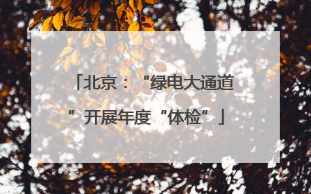 北京：“绿电大通道”开展年度“体检”