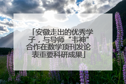 安徽走出的优秀学子，与导师“韦神”合作在数学顶刊发论表重要科研成果