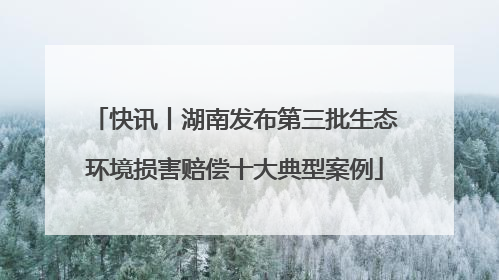 快讯丨湖南发布第三批生态环境损害赔偿十大典型案例