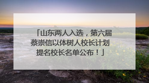 山东两人入选，第六届蔡崇信以体树人校长计划提名校长名单公布！