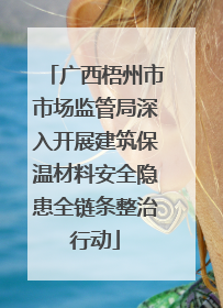 广西梧州市市场监管局深入开展建筑保温材料安全隐患全链条整治行动