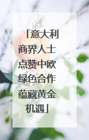 意大利商界人士点赞中欧绿色合作蕴藏黄金机遇