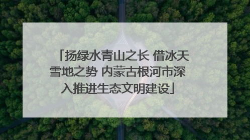 扬绿水青山之长 借冰天雪地之势 内蒙古根河市深入推进生态文明建设