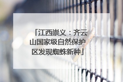 江西崇义：齐云山国家级自然保护区发现蜘蛛新种
