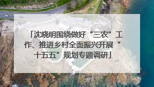 沈晓明围绕做好“三农”工作、推进乡村全面振兴开展“十五五”规划专题调研