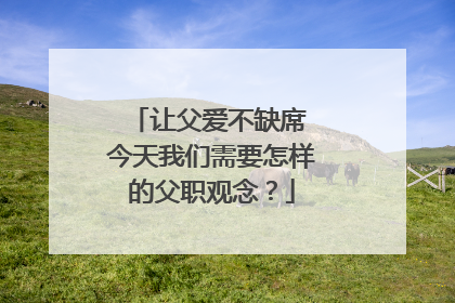 让父爱不缺席 今天我们需要怎样的父职观念？