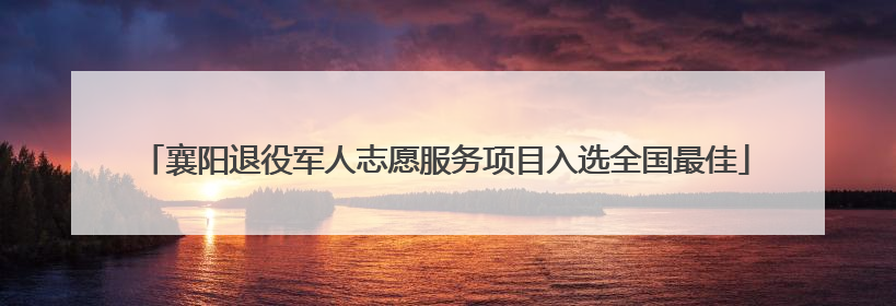 襄阳退役军人志愿服务项目入选全国最佳